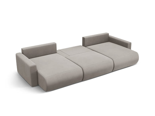 Cosmopolitan Design Converteerbare panoramische bank met opbergdoos Belfast 4-zits, flueel concreet - 149x340x84cm