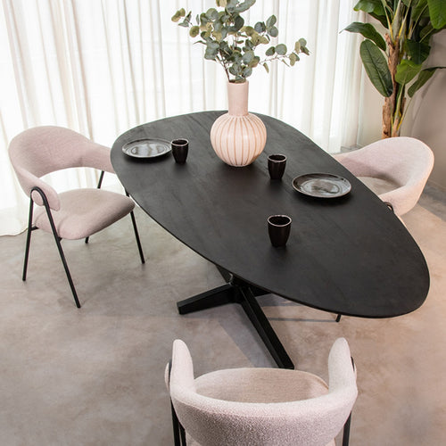 LABEL51 Eettafel Rosie - Zwart Mangohout - 220x100x76cm - vtwonen shop