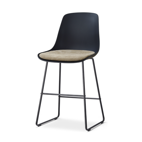 Nolon Nino-Liv barkruk zwart met nougatbruin zitkussen - zwart onderstel - 65 cm - vtwonen shop