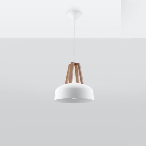 Sollux Lighting Hanglamp CASCO wit/natuurlijk hout - 30x30x85cm