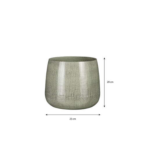 Mica Decorations Benson Bloempot - H20 x Ø23 cm - Metaal - Lichtgrijs
