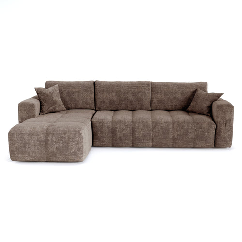 Premium Interiors - Linkerhoekbank met snelle uitklapfunctie VIBE - gewaafeld fluweel mol 286cm