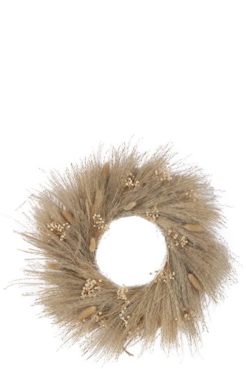 J-Line decoratie Krans Planten/Bloemen - naturel - large