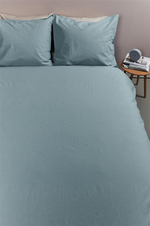 Ambiante Cotton Uni dekbedovertrek - Effen - Lits-Jumeaux - 240x200/220 cm - Blauw - vtwonen shop