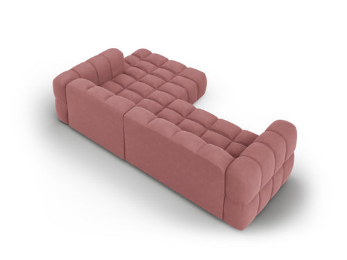 Cosmopolitan Design Modulaire hoekbank rechts Sky 4-zits, flueel, zalm - 162x272x70cm
