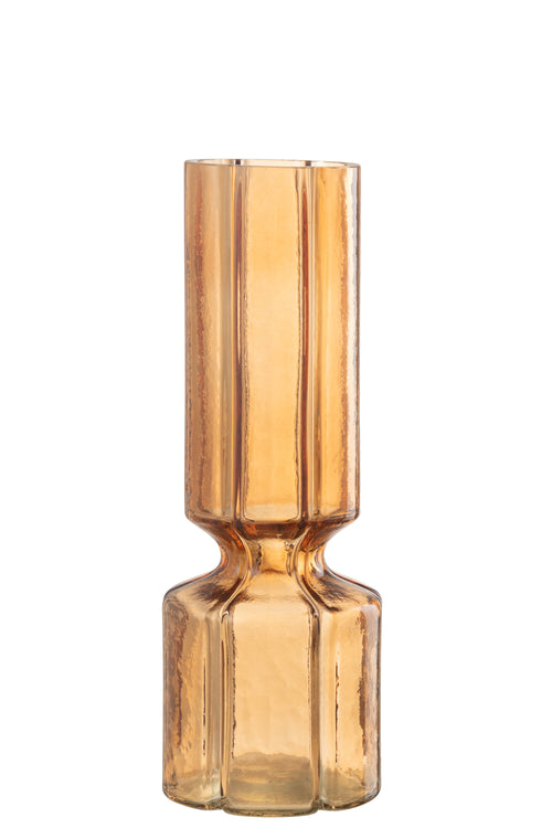 J-Line vaas Jef Lijnen - glas - oranje - 28 cm hoog