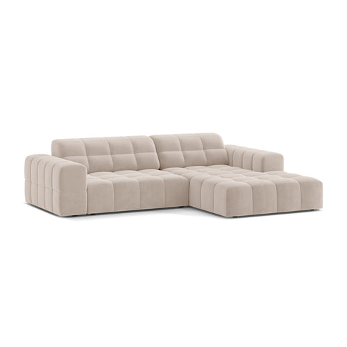 Cosmopolitan Design - Rechter hoekbank Chicago 3-zits, flueel lichtbeige - 167x234x78cm