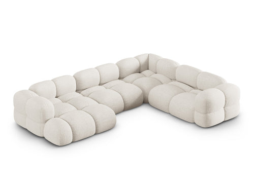 Cosmopolitan Design Panoramische hoekbank rechts Loretto 5-zits, structurele stof beige - 250x345x68cm