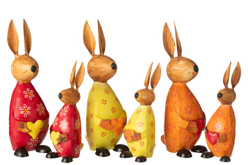 J-Line figuur Konijn Met Hart - ijzer - mix - large - 3 stuks