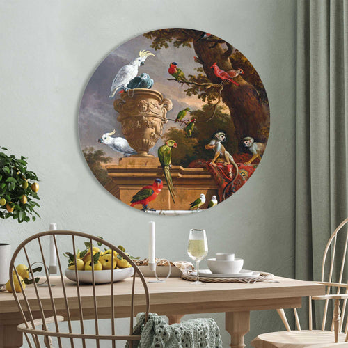 Reinders glasschilderij d´Hondecoeter - De Menagerie - Ø 70cm