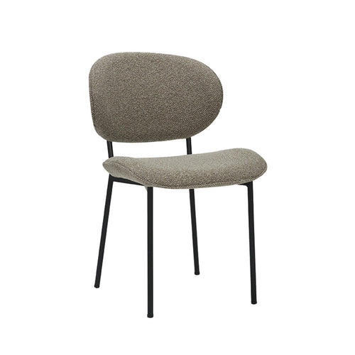 LABEL51 Eetkamerstoel Senn - Grijs/Zwart Bouclé - Set van 2