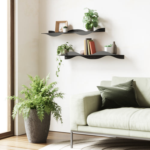 Umbra wandplanken, set van 2, Surf - 30 x 46 x 8 cm - Zwart