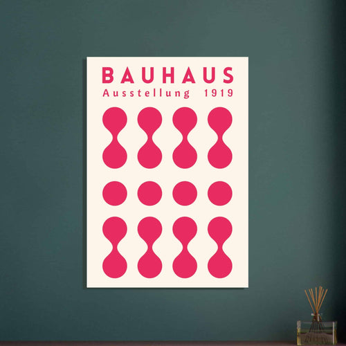 Artfulprints Poster met Lijst Bauhaus - Ausstellung fuchsia   - A4 21x29.7 cm - Roze