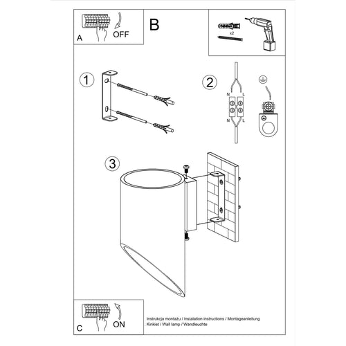 Sollux Lighting Wandlamp PENNE 20 zwart - 10x12x20cm