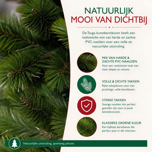 Triumph Tree Tsuga - Kunstkerstboom met Volle Uitstraling en 386 Takken - Kunstboom Makkelijk op te Zetten - Onderdeel van de Kerstbomen Collectie in