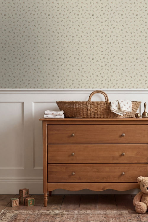 ESTAhome behang vintage bloemetjes vergrijsd groen - 50 x 900 cm - 132218