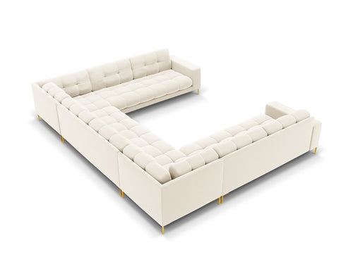Cosmopolitan Design Panoramische bank Bali 9-zits, flueel, lichtbeige - 256x327x75cm
