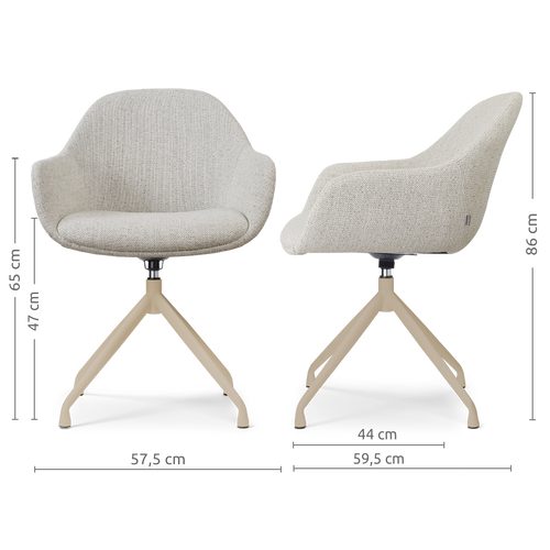 Nolon Nola-Mae draaibare eetkamerstoel beige gemêleerd beige onderstel