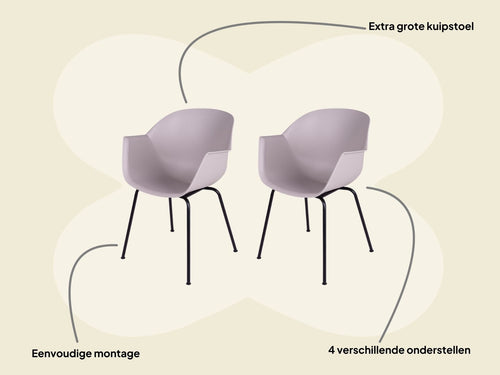 MaximaVida eetkamerstoel Cuyp XXL taupe  buisframe stoelpoten- 2 stuks