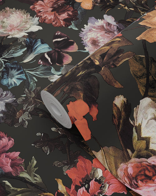 ESTAhome behang bloemen donkergrijs - 53 cm x 10.05 m - 139172 - vtwonen shop