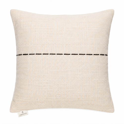 Originalhome kussenhoes gerecycled katoen wit met grafisch zwart design - 60x60 cm