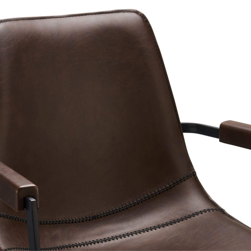 Furnhouse eetkamerstoelen armleuning Isabel - Donkerbruin - Kunstleer - Set van 4