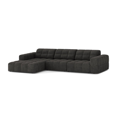 Cosmopolitan Design - Linker hoekbank Chicago 4-zits, chenille donkergrijs - 167x294x78cm