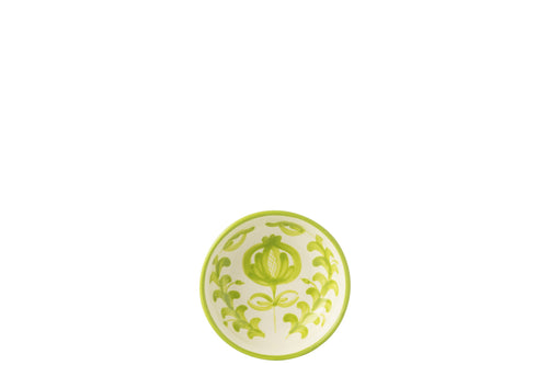 J-Line kom Granada Low - keramiek - wit/groen - small - Ø 14 cm