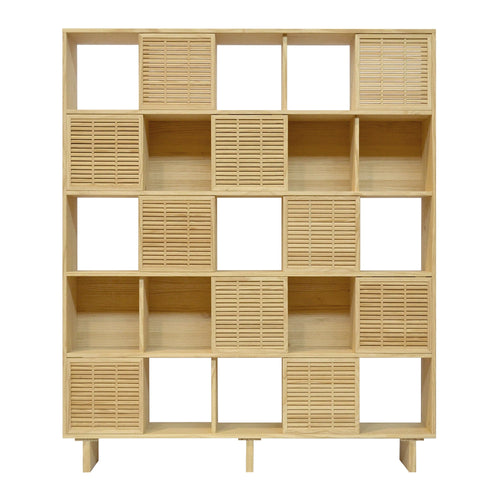 Naan Furniture Boekenkast Xelida - Ongelakt massief grenen - Natuurlijk - 160 x 191 cm - vtwonen shop