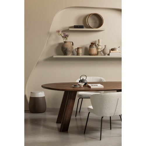 WOOOD eetkamerstoelen Admit - Bouclé - Naturel - Set van 6