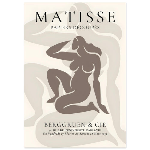 Artfulprints Poster met Lijst Matisse - Shapes of her   - 70x100 cm - Taupe