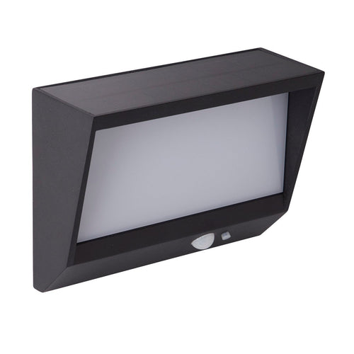 Searchlight Solar Buitenwandlamp Zwart Metaal & Wit Polycarbonaat