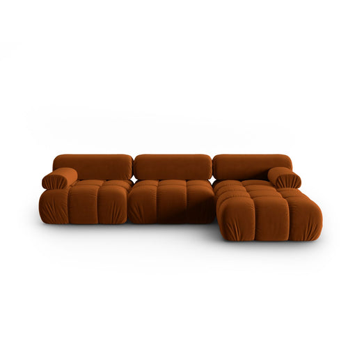 Cosmopolitan Design - Modulaire hoekbank rechts Cortina 4-zits, flueel terracotta - 155x282x70cm