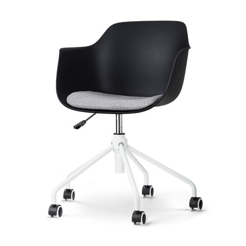 Nolon Nout-Liz Bureaustoel Zwart - Lichtgrijs Kussen - Wit Onderstel - vtwonen shop