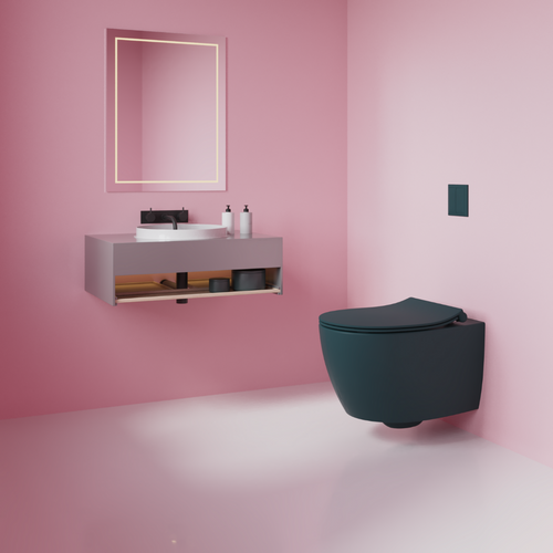 Isvea Wc Toilet Badkamer Hangend Bidet Petrol Groen Inclusief Softclose Toiletbril - vtwonen shop