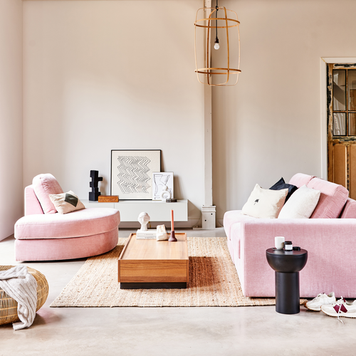 vtwonen 1-zits bank element met arm rechts Family - Polyester - Roze - 85x115x98 - vtwonen shop