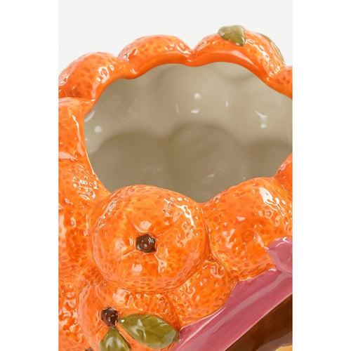 Mica Decorations Funny Bloempot Binnen - L20 x B20 x H22 cm - Dolomiet - Oranje