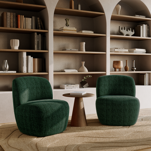 Premium Interiors - Draaistoel COMI - geweven fluweel smaragdgroen 65cm