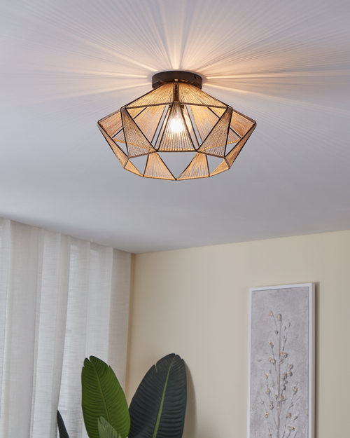 EGLO plafondlamp Adwickle - e27 - ø 44,5 cm - zwart/bruin - vtwonen shop