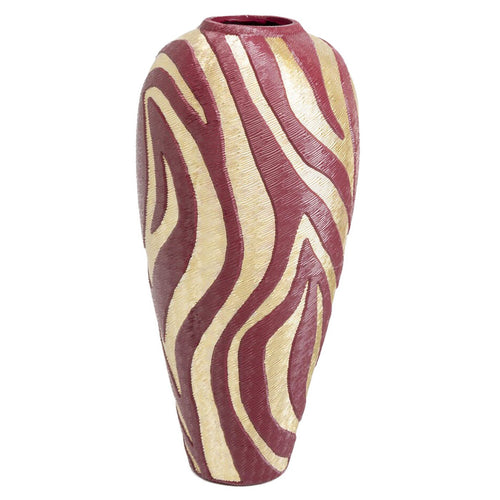 Kare Design Vaas zebraprint bordeauxrood en goud 92cm