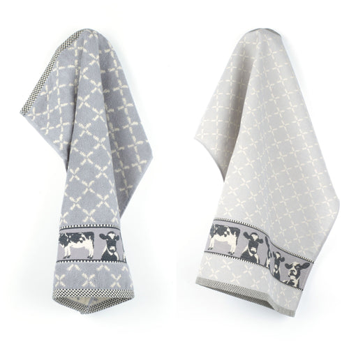Luxe Keukendoek en Theedoek Koe Grijs - Bunzlau Castle - 100% biologisch GOTS katoen