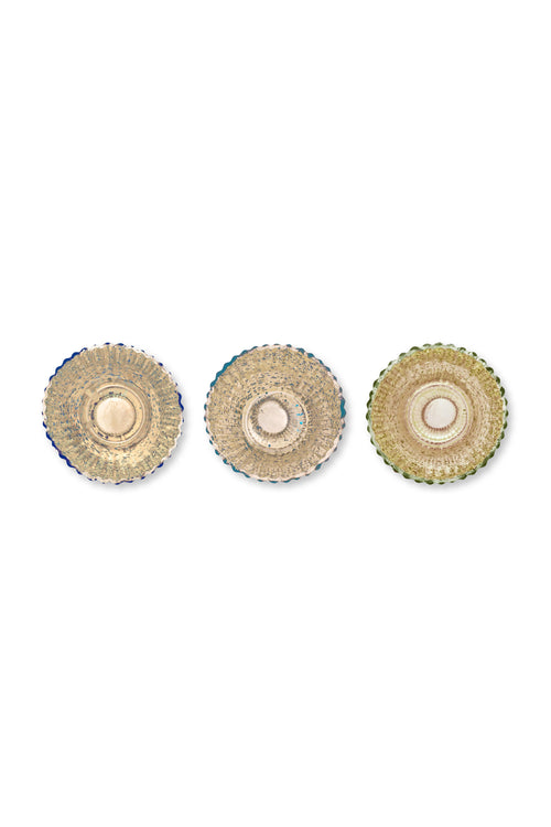 Pip Studio Waxinelichthouders Set 3 - Glas - Blauw - 10x10.5cm