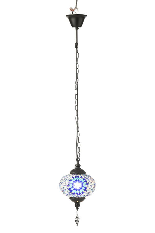 J-Line hanglamp Mozaiek - glas/metaal - blauw - small