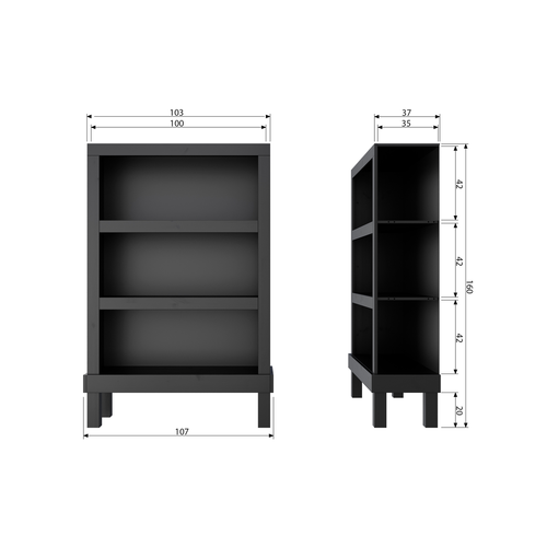 WOOOD open kast Bonk - Grenen - Zwart - 160x103x37 - vtwonen shop