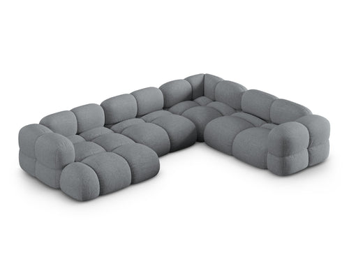 Cosmopolitan Design Panoramische hoekbank rechts Loretto 5-zits, structurele stof grijs - 250x345x68cm
