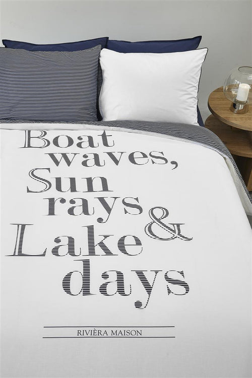 Riviera Maison dekbedovertrek Lake Days - 200x200/220 cm - marineblauw