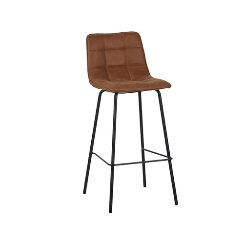 LABEL51 Barkruk Bistro - Cognac Stof - Zithoogte 78cm - Set van 2