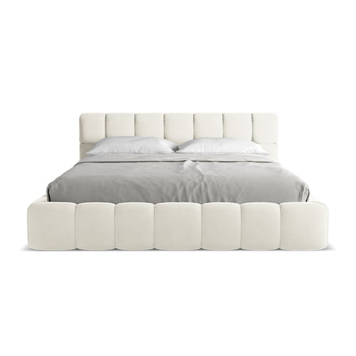 LaMiaSofa Bed met opbergruimte Roma - velours - lichtbeige - 200x228x82