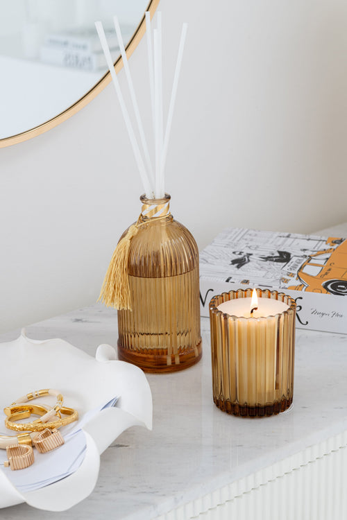 J-Line geurstokjes Magic - Sunlit Sands - glas - wit/goud - large