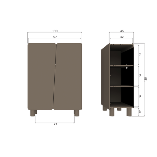WOOOD opbergkast 2-deurs Root - Grenen - Truffel Bruin - 135x100x45